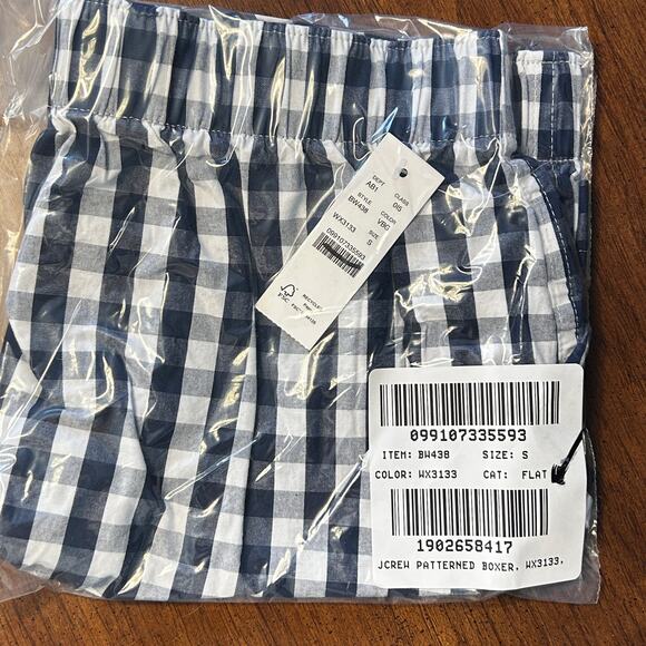 NWT J. Crew Patterned Boxers S Van Buren Gingham Blue Plaid Men's J.Crew BW438 - Picture 3 of 3